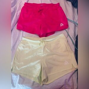 Reebok Women's Shorts in Vibrant Pink and Soft Yellow